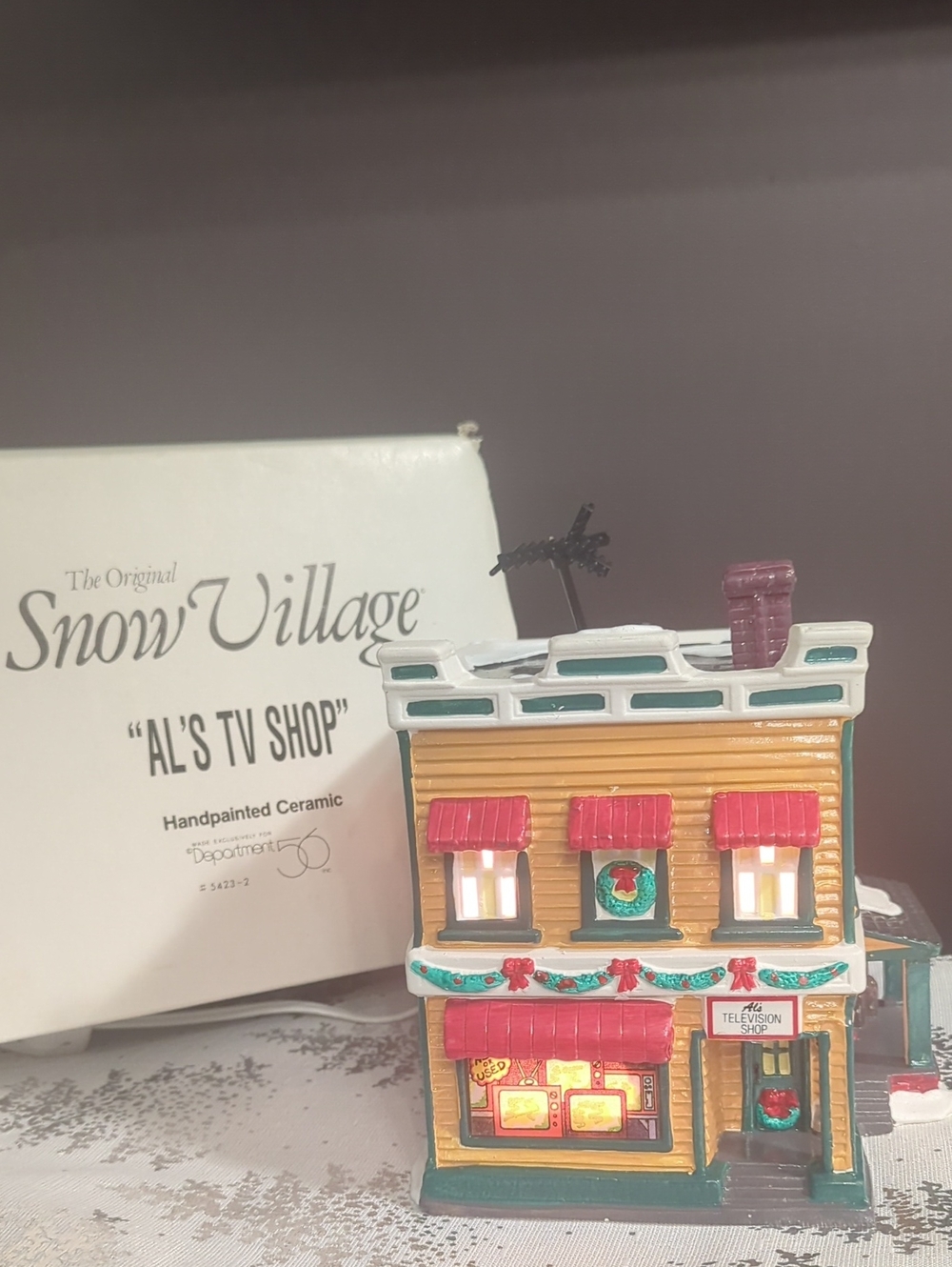 Al's TV Shop Dept 56 The Original Snow Village 5423-2 Hand painted Ceramic House